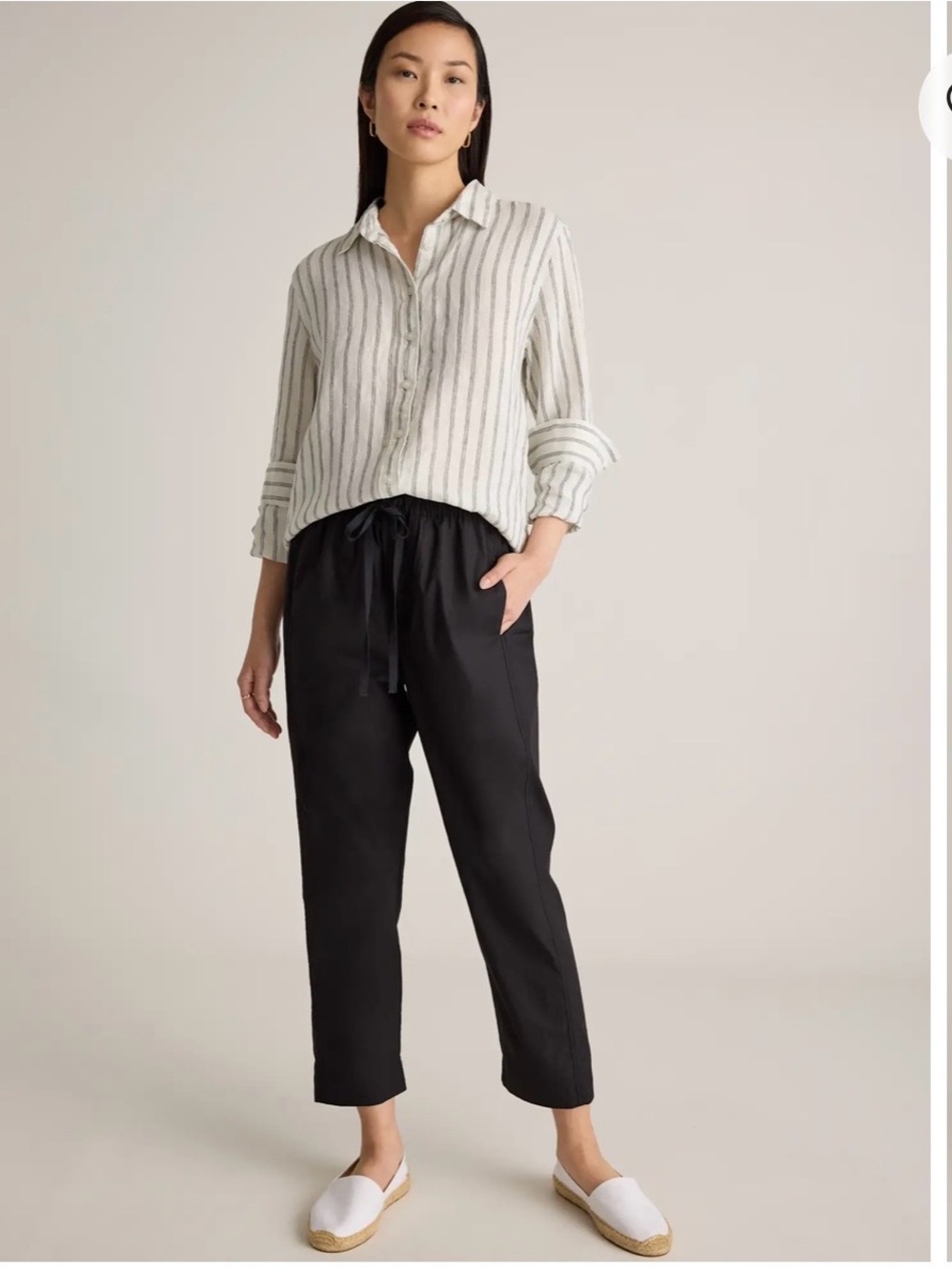 NWT Quince black organic cotton poplin pull on pant